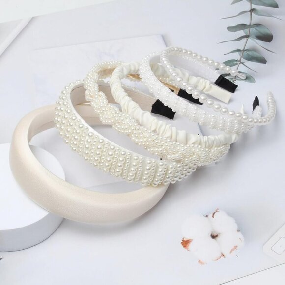 6PK Pearl Headbands for Women Wide Slim Hair Accessories for Girls main image 5